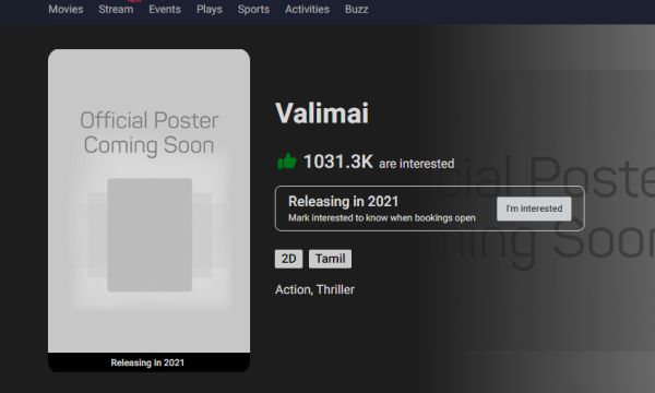 valimai book my show